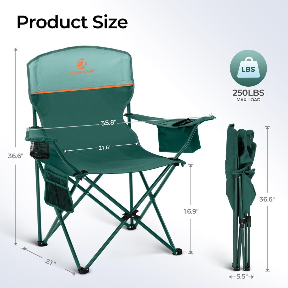 ALPHA CAMP heavy-duty chair frame and 600D fabric for durable outdoor seating
