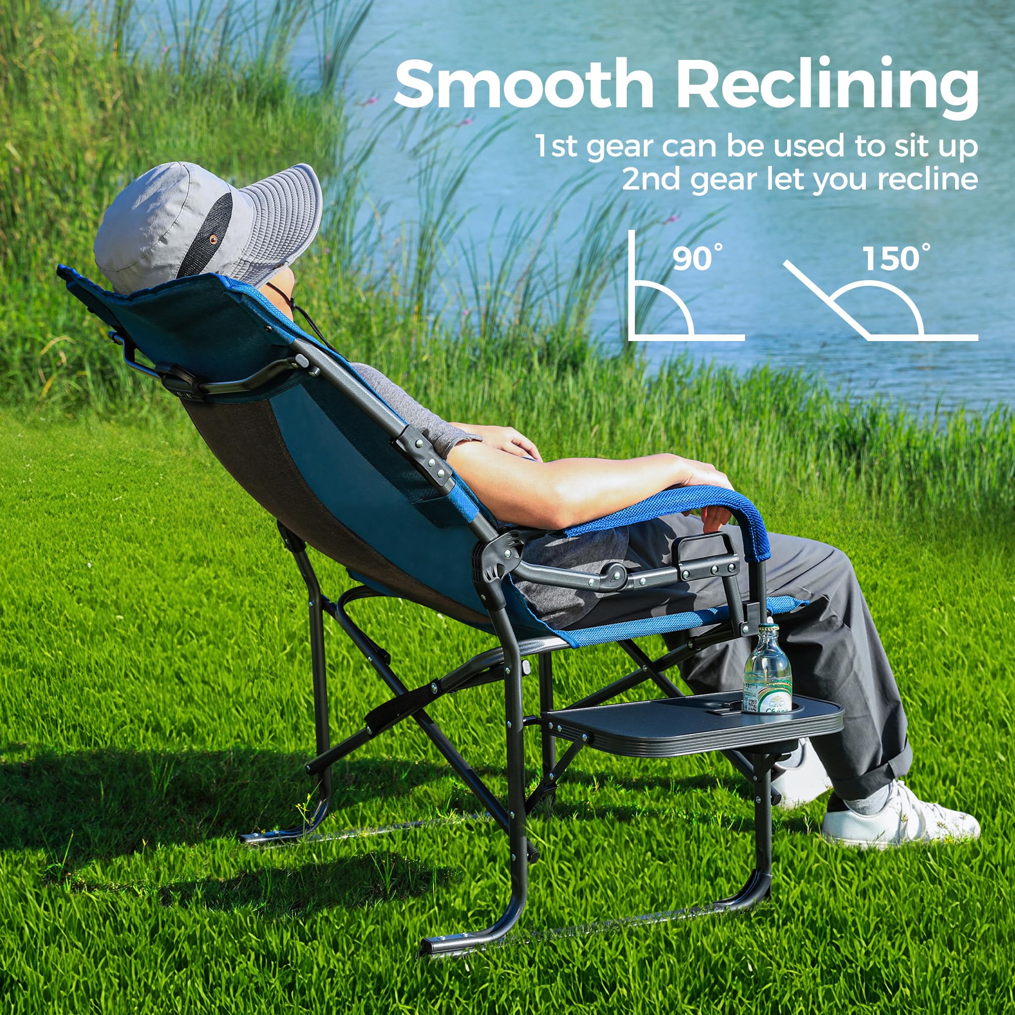 Alpha Camp heavy-duty metal frame chair provides sturdy outdoor seating.