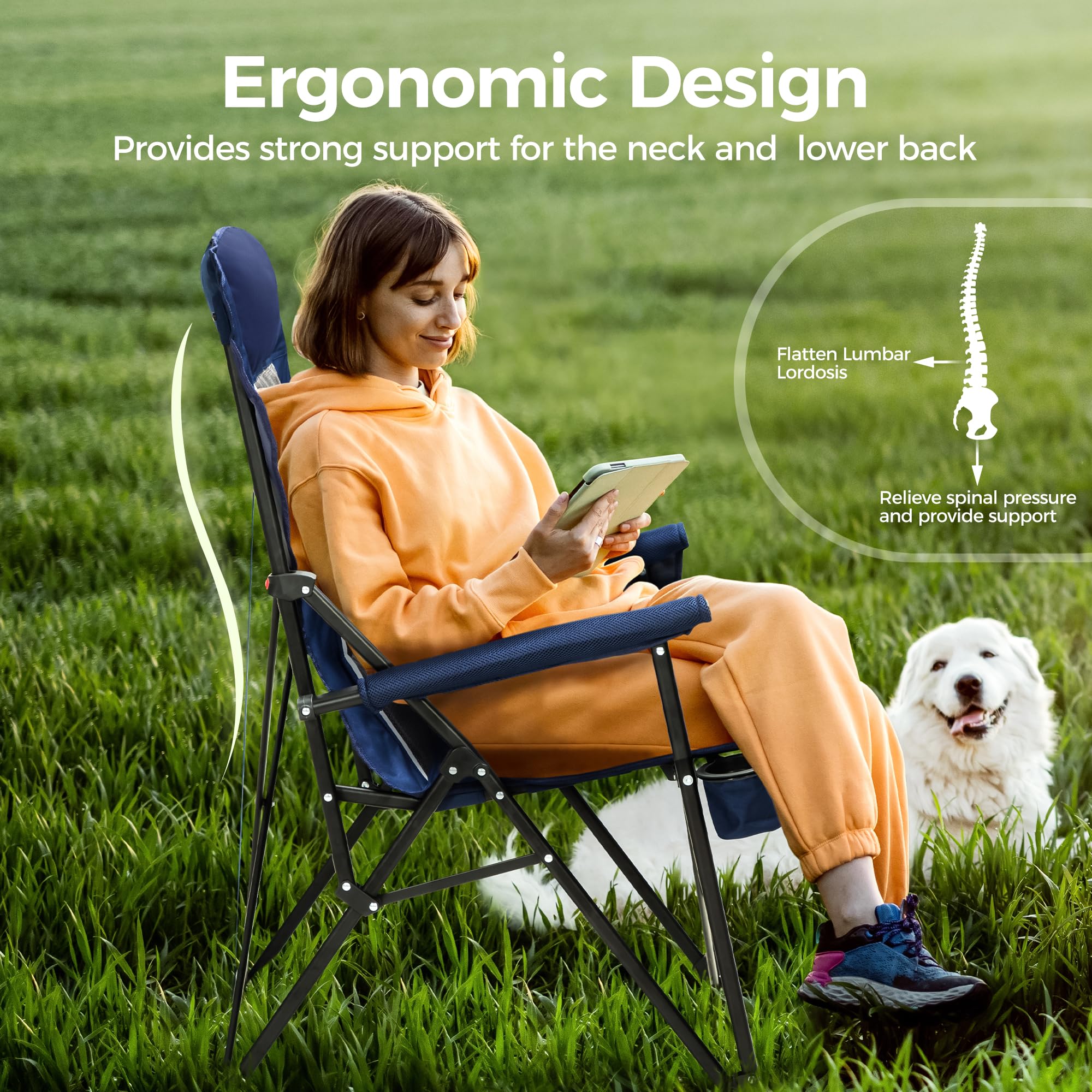 ALPHA CAMP heavy-duty steel frame ensures sturdy, durable outdoor use