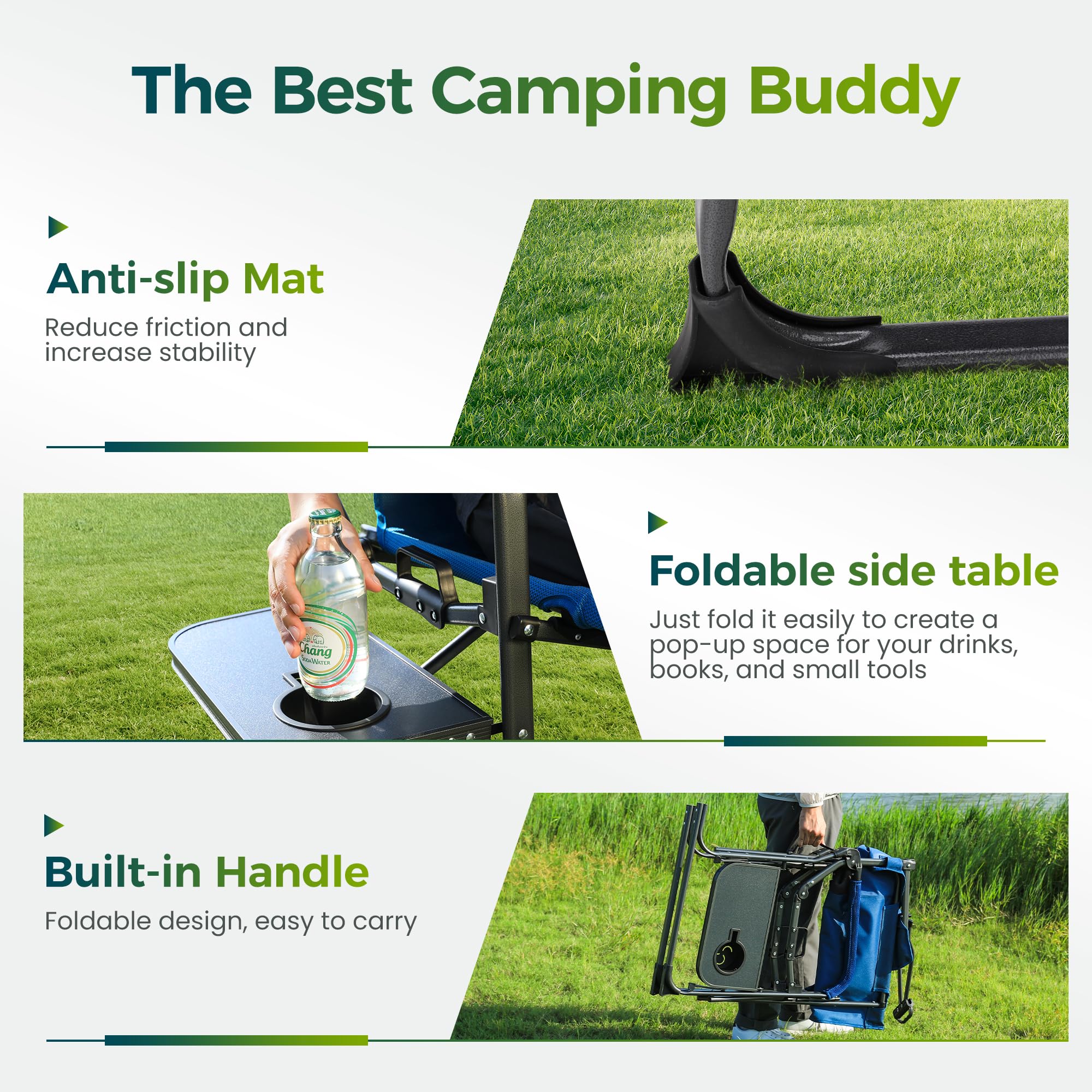 ALPHA CAMP heavy-duty steel frame provides sturdy support.