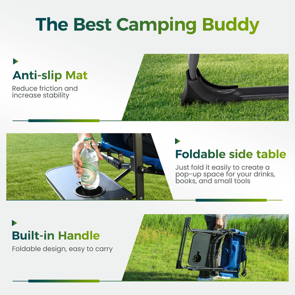 ALPHA CAMP heavy-duty steel frame provides sturdy support.
