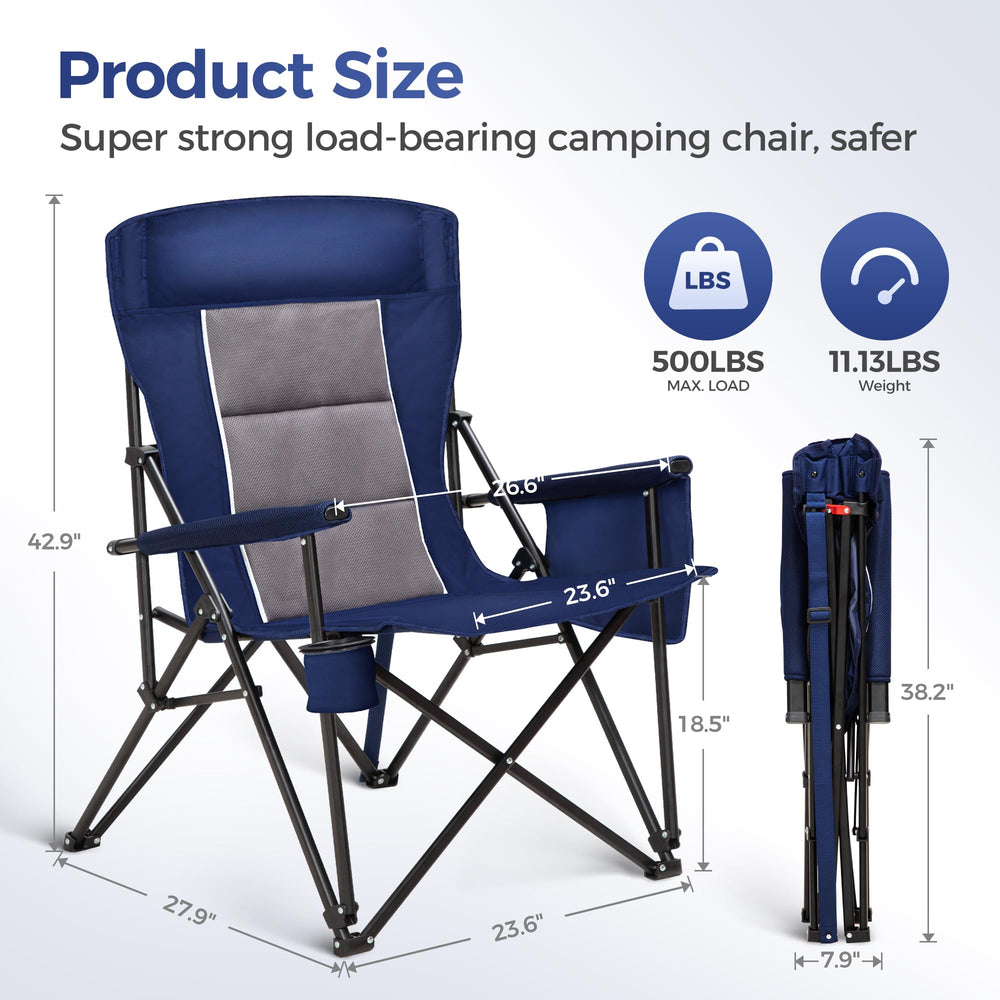 ALPHA CAMP high-back ergonomic chair supports longer outdoor sessions