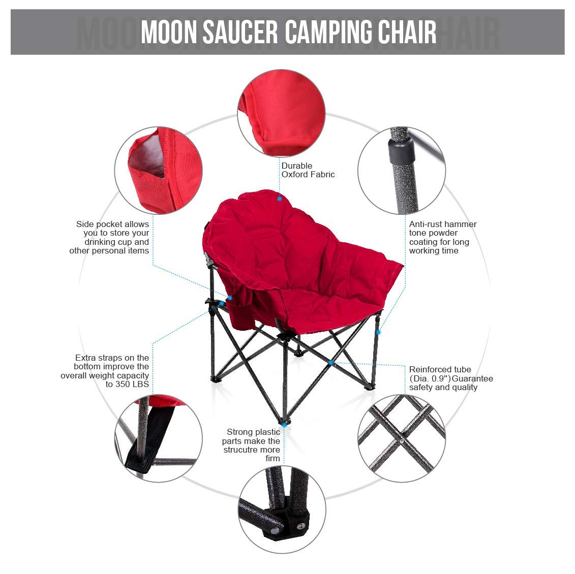 ALPHA CAMP Moon Chair leg tubes for sturdy support and stability.