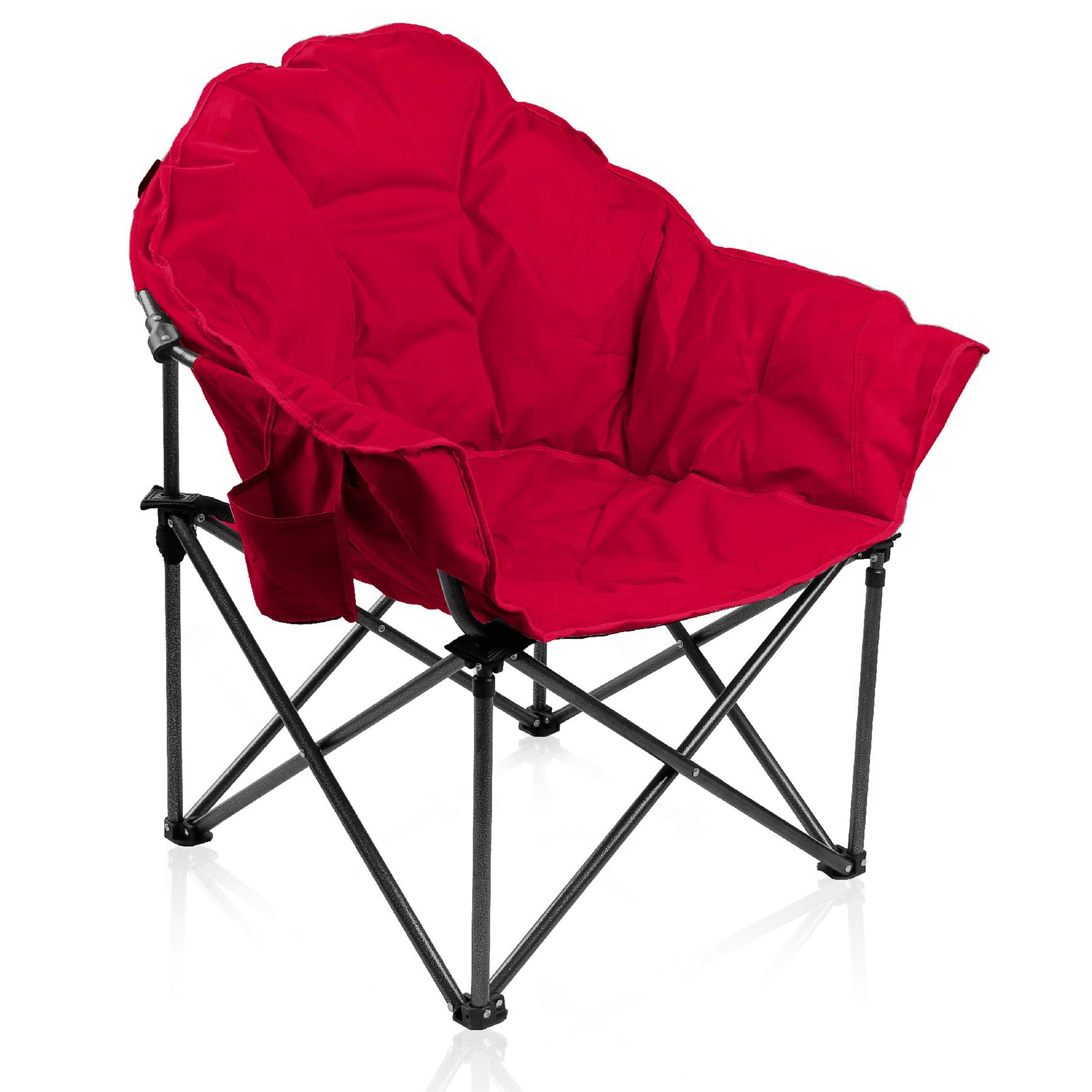 ALPHA CAMP Moon Chair side pocket holds small items for easy access.