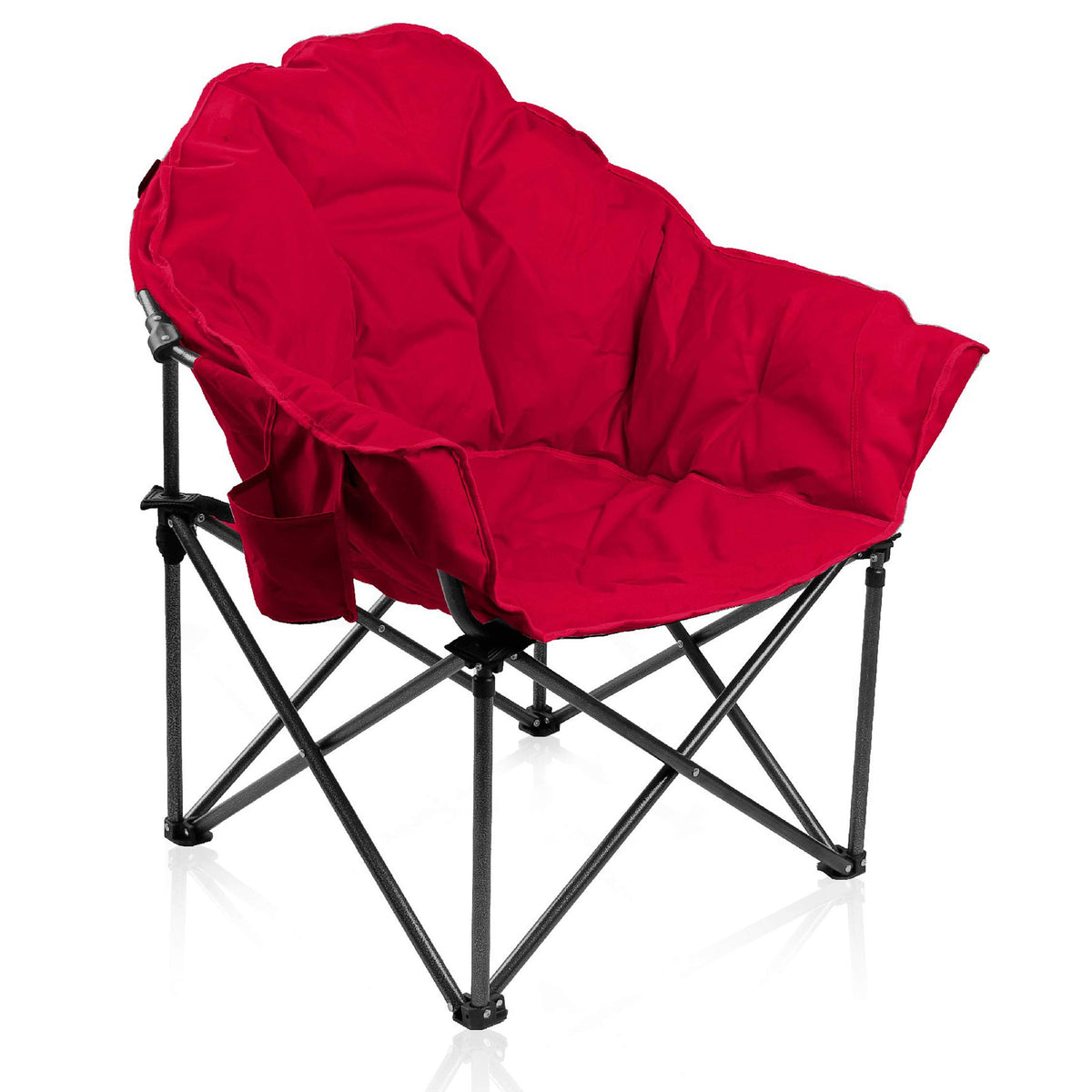 ALPHA CAMP Moon Chair side pocket holds small items for easy access.