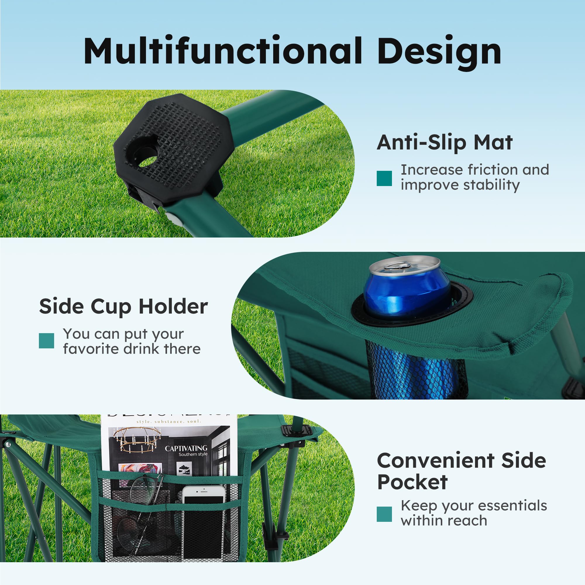 ALPHA CAMP suitable for tailgating, beach, fishing, or backyard lounging