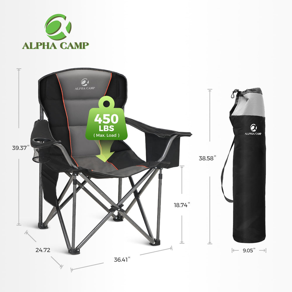 ALPHA CAMP oversized chair back view shows quad lumbar support
