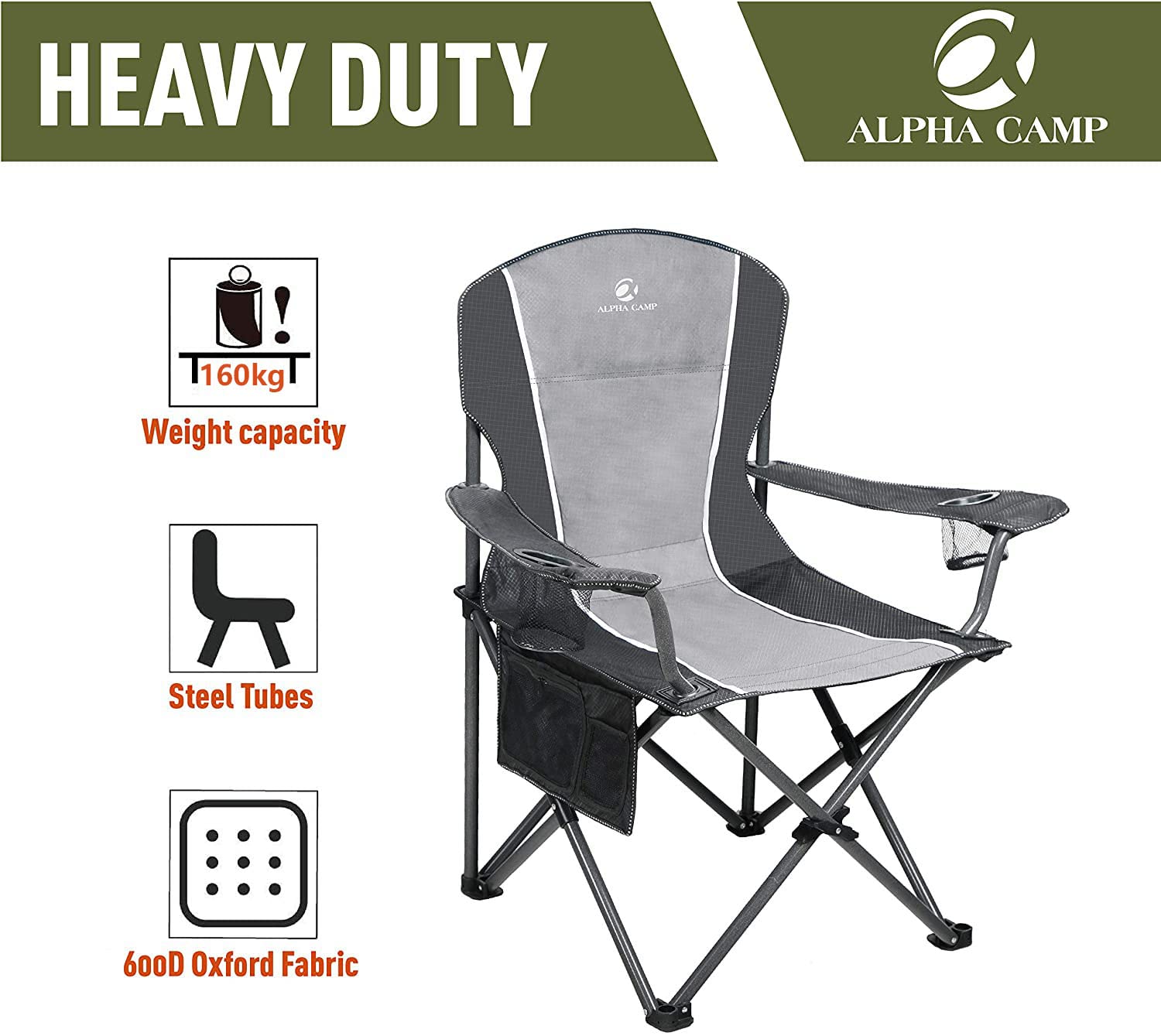 ALPHA CAMP oversized chair folding action for quick setup