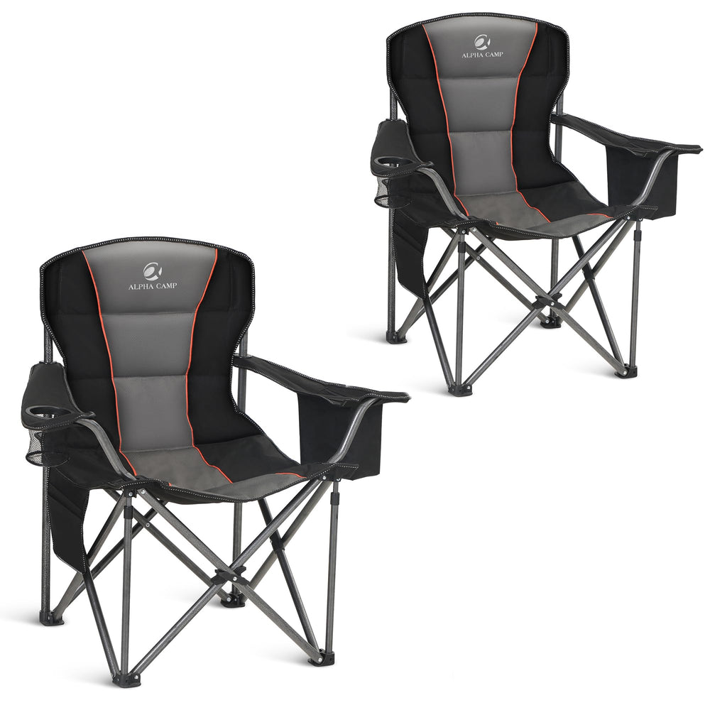ALPHA CAMP oversized camping chair front view showing spacious seat for comfortable outdoor lounging