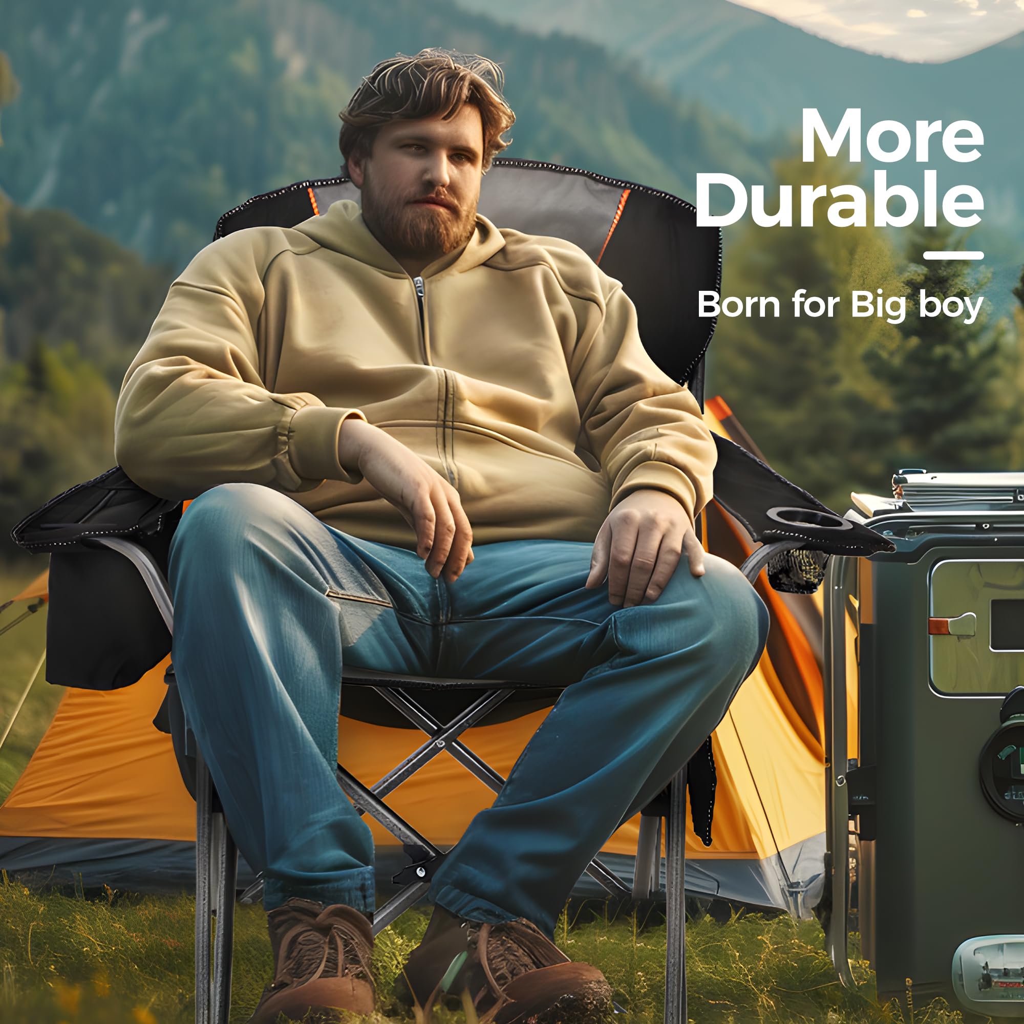 ALPHA CAMP heavy-duty steel frame resists wear for year-round outdoor use