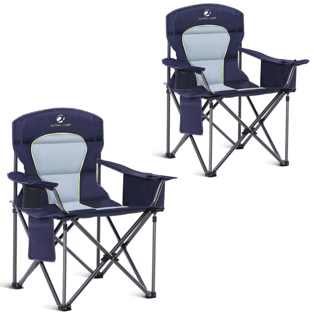 ALPHA CAMP oversized chair front view with cooler bag for camping comfort