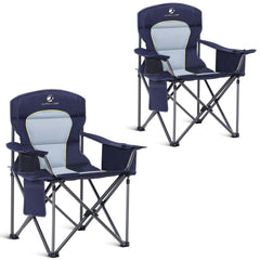 ALPHA CAMP oversized chair front view with cooler bag for camping comfort