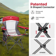 ALPHA CAMP chair with two cup holders and side pocket for essentials