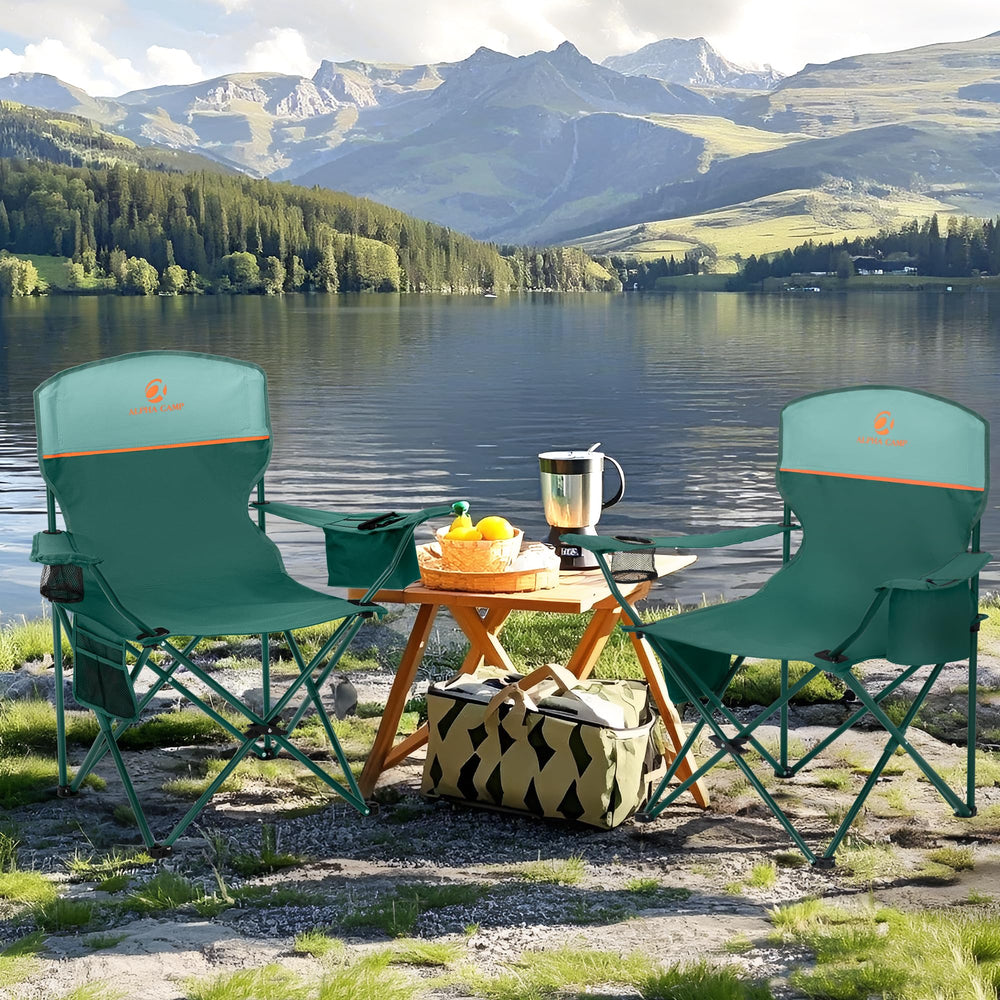 ALPHA CAMP patchwork fabric 600D chair for durable outdoor use.
