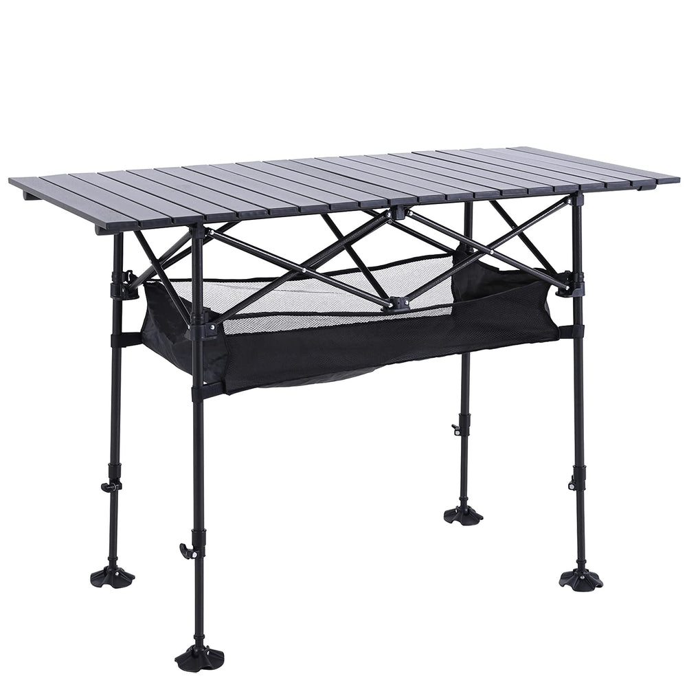 ALPHA CAMP portable camping table top view demonstrates sturdy aluminum design for outdoor dining