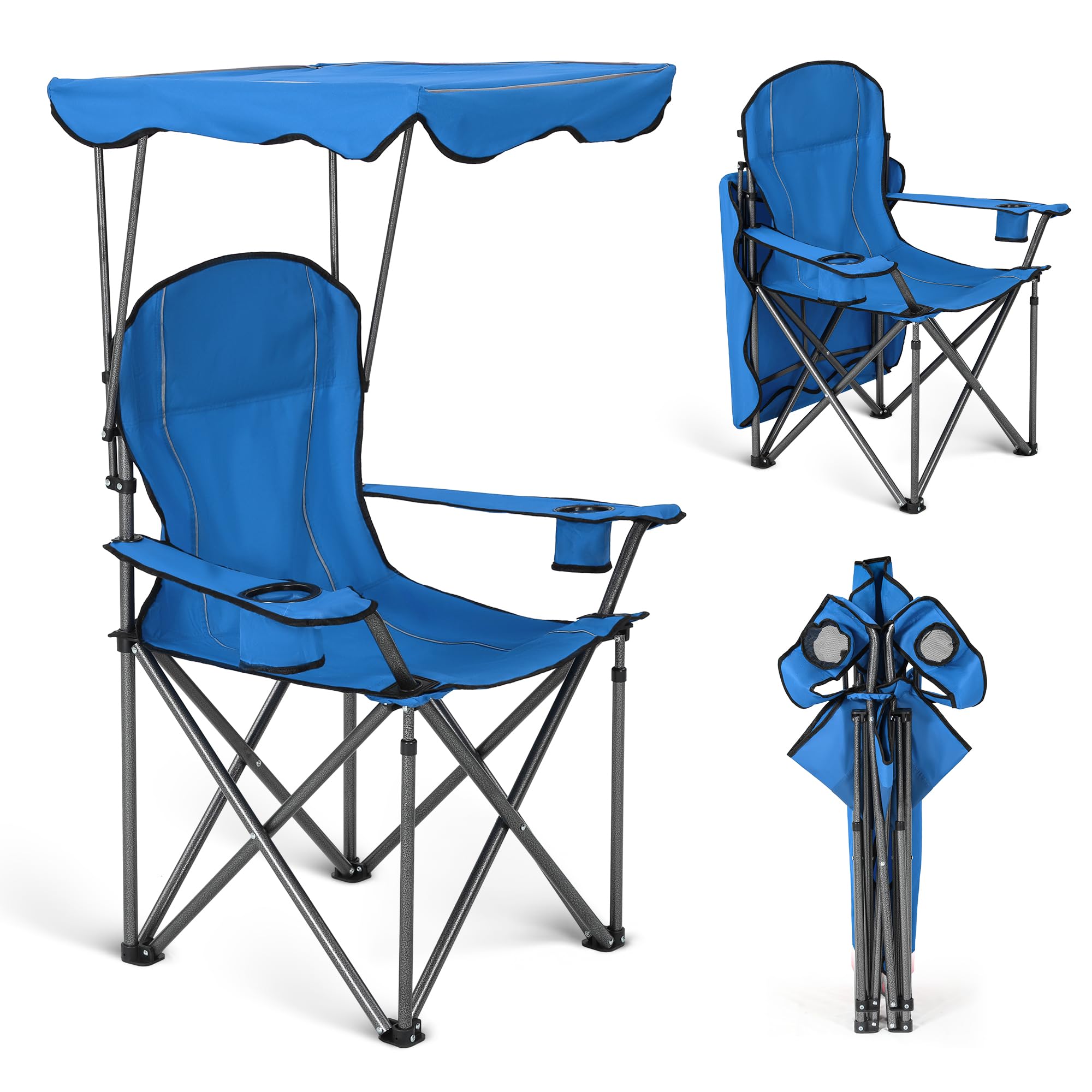 Alpha Camp chair with two cup holders for drinks within reach