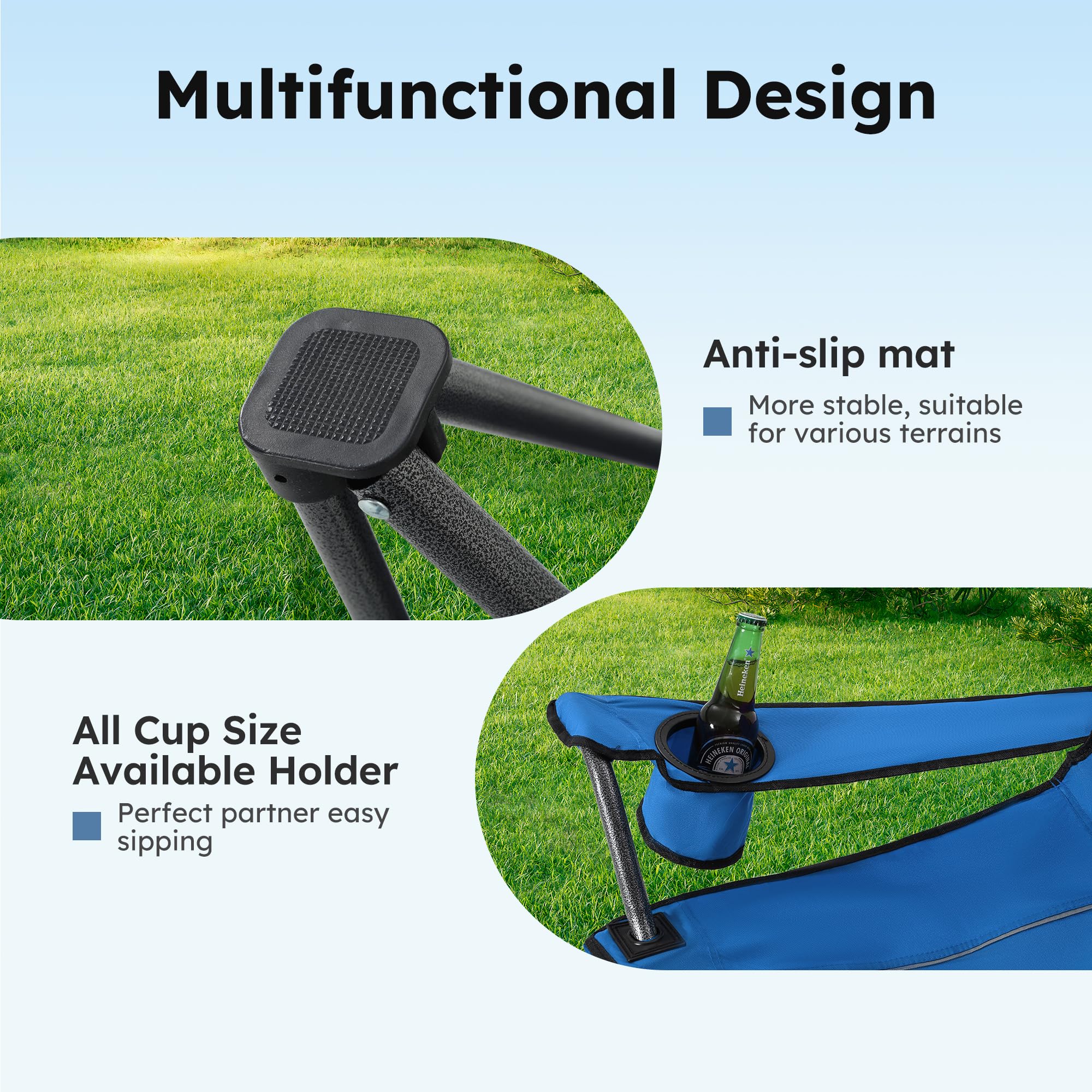 Alpha Camp cyan blue chair color adds vibrant outdoor style