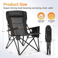 ALPHA CAMP XL camping chair with headrest provides ergonomic support during long outdoor sessions.