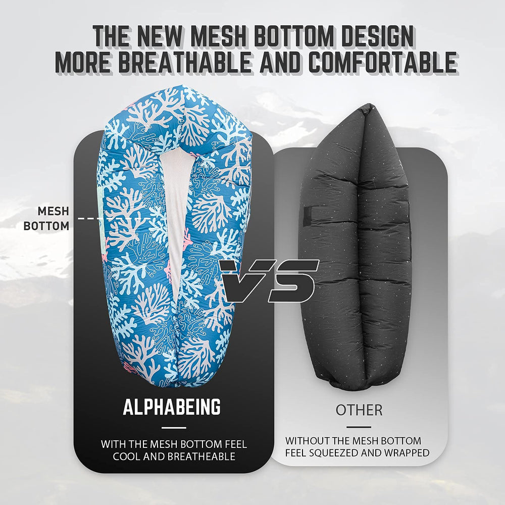 AlphaBeing air-sofa-mesh-bottom ergonomic emphasizes breathable support for comfortable lounging outdoors.