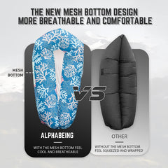 AlphaBeing air-sofa-mesh-bottom ergonomic emphasizes breathable support for comfortable lounging outdoors.