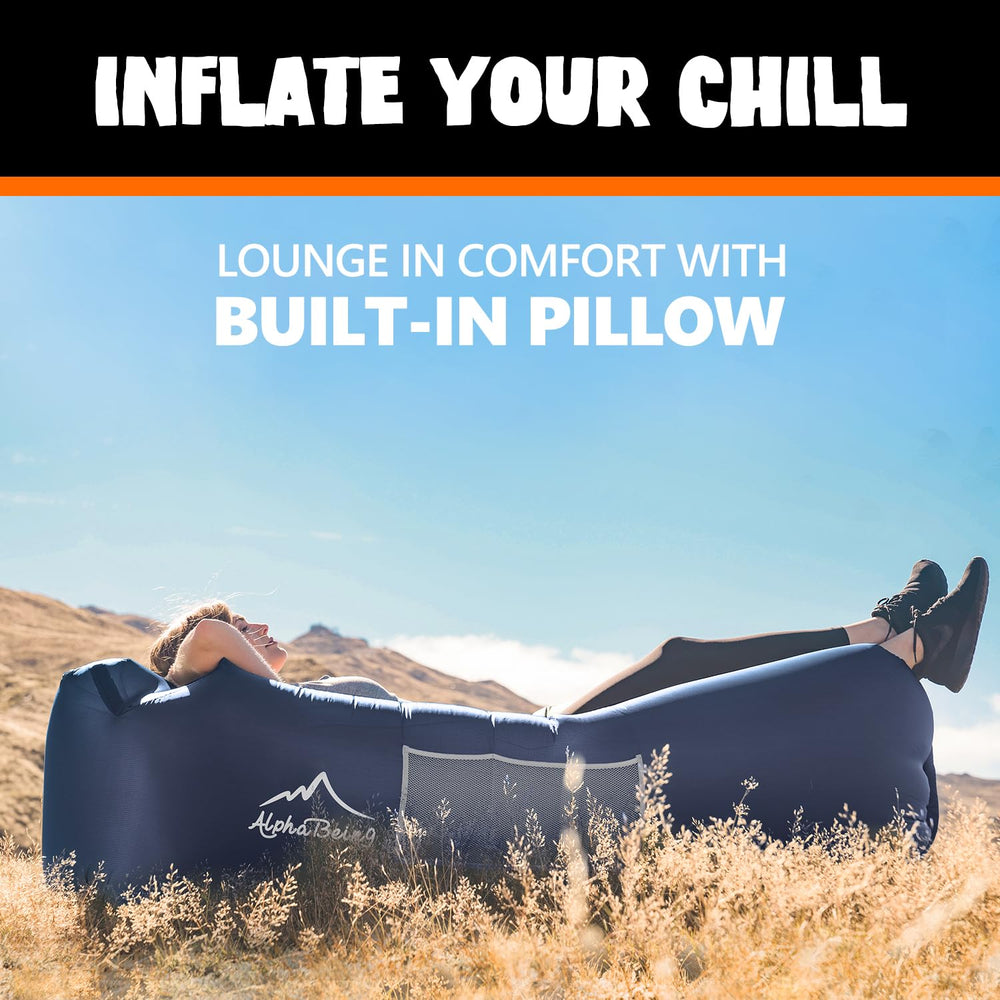 AlphaBeing lounger demonstrating anti-deflation technology for longer air retention.