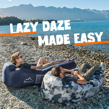 AlphaBeing lounger with carrying bag and shoulder strap ideal for travel.