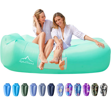 AlphaBeing inflatable lounger demonstrates quick inflation for instant outdoor lounging