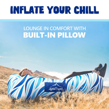 AlphaBeing inflatable lounger headrest pillow provides ergonomic neck support