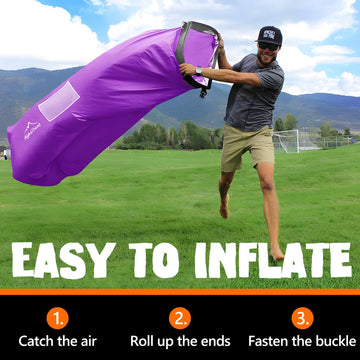 AlphaBeing inflatable lounger headrest provides relaxed neck support during outdoor rests.