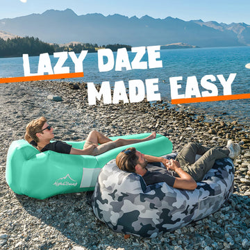 AlphaBeing inflatable lounger supports up to 400 lbs for sturdy outdoor seating
