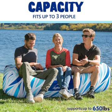 AlphaBeing inflatable lounger pockets and beer opener keep essentials within reach