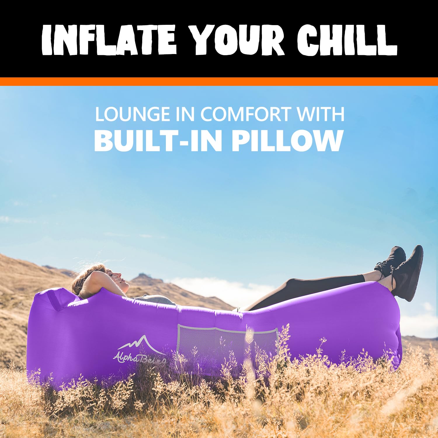 AlphaBeing lounge with pockets and beer opener keeps essentials within reach.