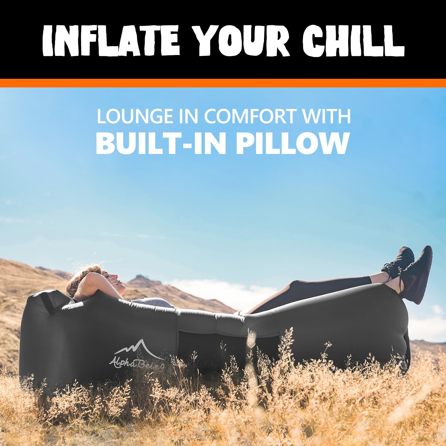 AlphaBeing lounger features pockets and a beer opener for easy access.
