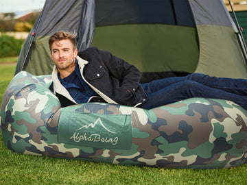 AlphaBeing portable carry bag and stakes illustrate easy transport and wind stability