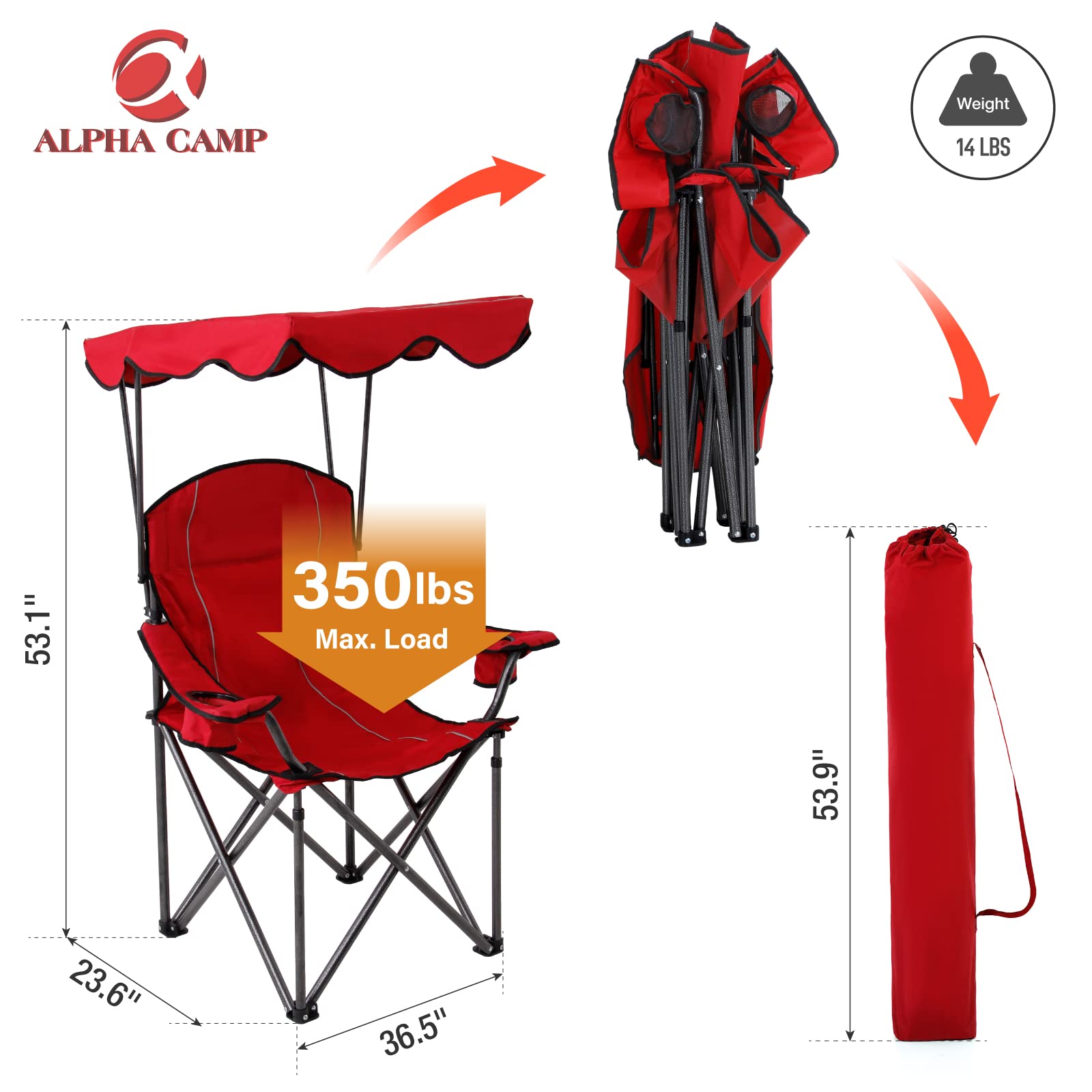 ALPHA CAMP folding lawn chair in outdoor setting ideal for camping and picnics.