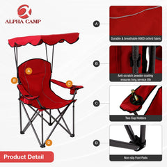ALPHA CAMP heavy-duty frame supports up to 350 pounds for stable seating.