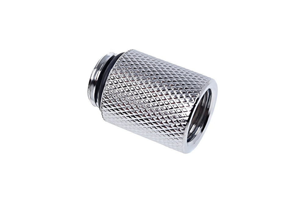 Alphacool Eiszapfen chrome coating close-up showing durable finish.