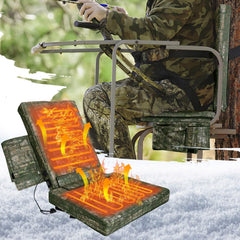 Alphatool hunting heated seat cushion for cold outdoor hunts with backrest