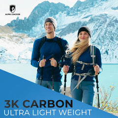 ALPIN LOACKER adjustable trekking poles 39-47 inches for versatile height.