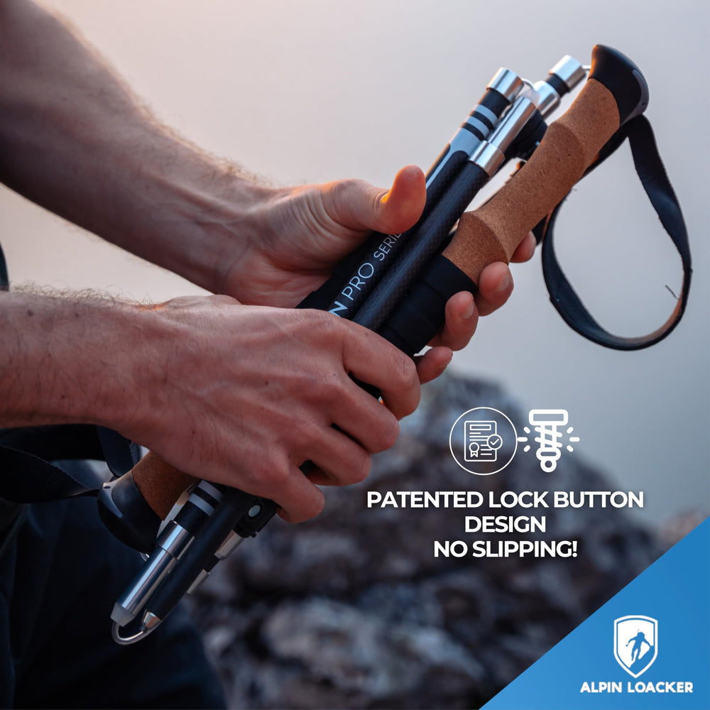ALPIN LOACKER cork-grip hiking poles for all-day comfort.