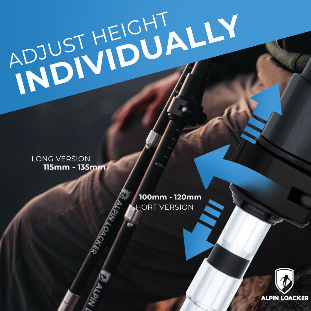 ALPIN LOACKER ultra-light 8-ounce carbon poles for easy handling.