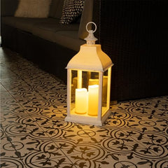 Alpine lantern outdoor-use on patio with cordless placement and ambient glow.