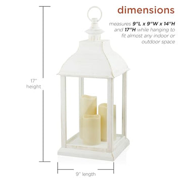 Alpine 24-inch lantern tabletop display showing warm flicker glow.