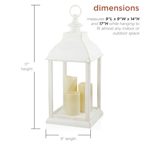 Alpine 24-inch lantern tabletop display showing warm flicker glow.