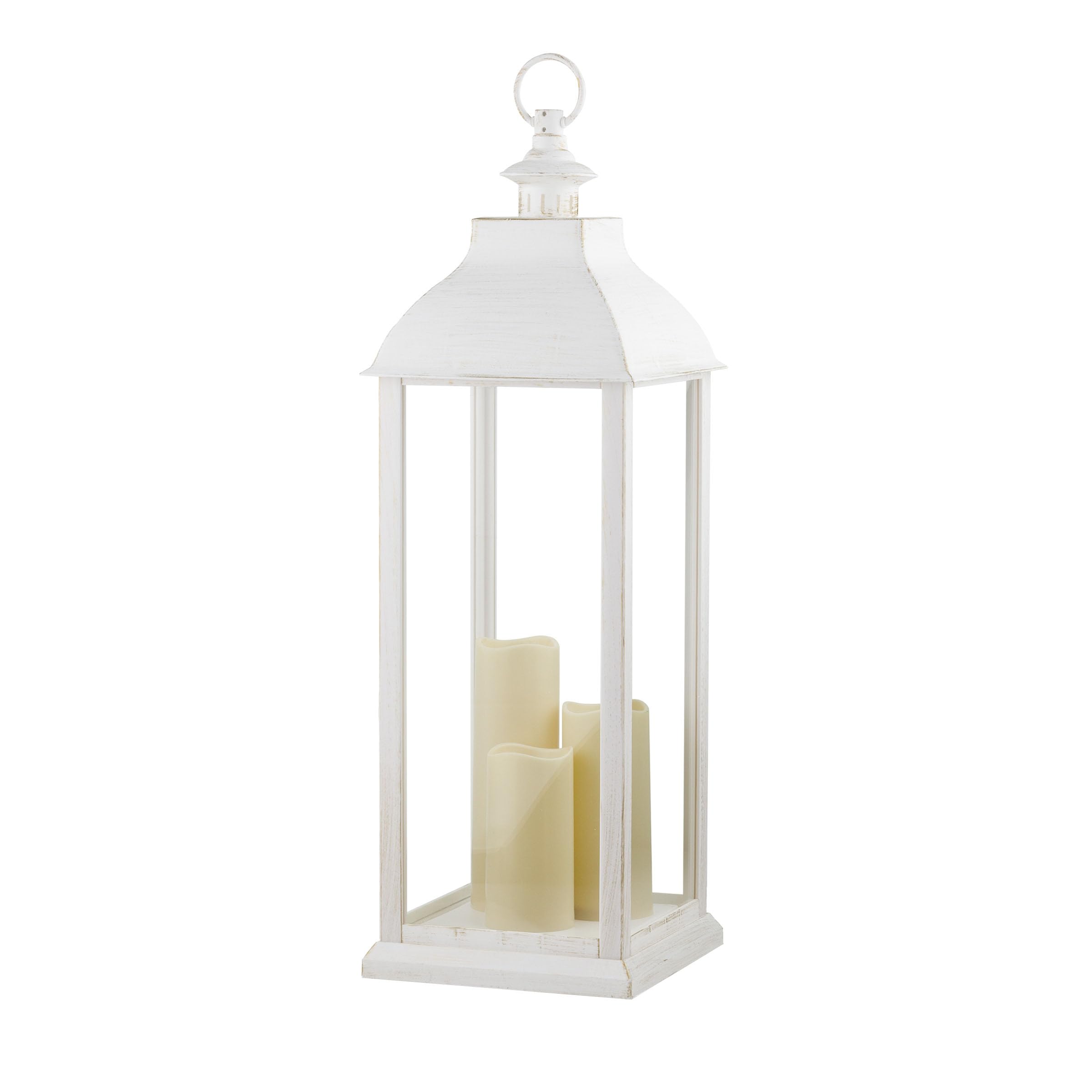 Alpine Corporation lantern on deck with warm inviting glow