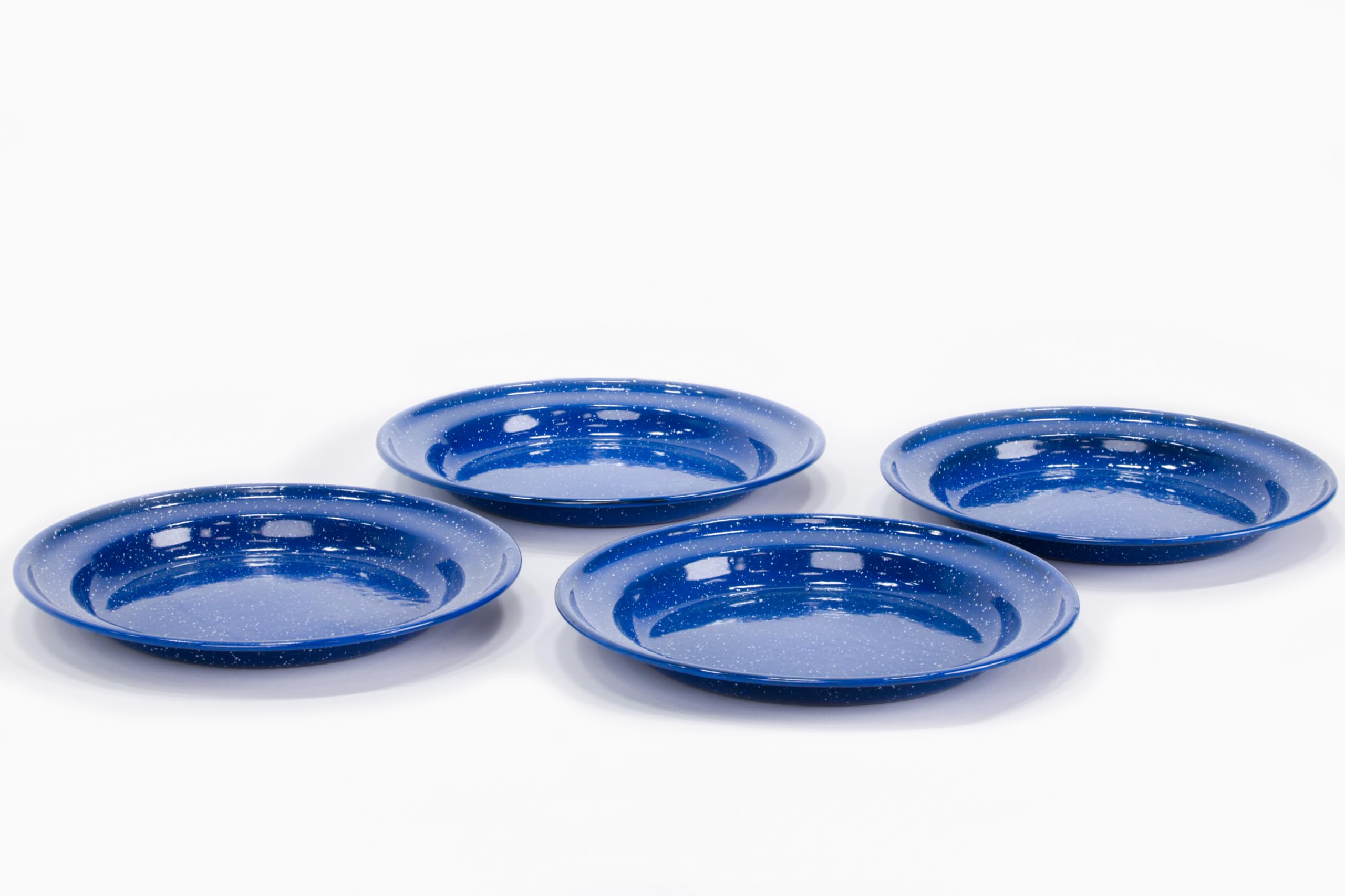 Alpine Mountain Gear blue-speckled enamel coating adds classic camping style.