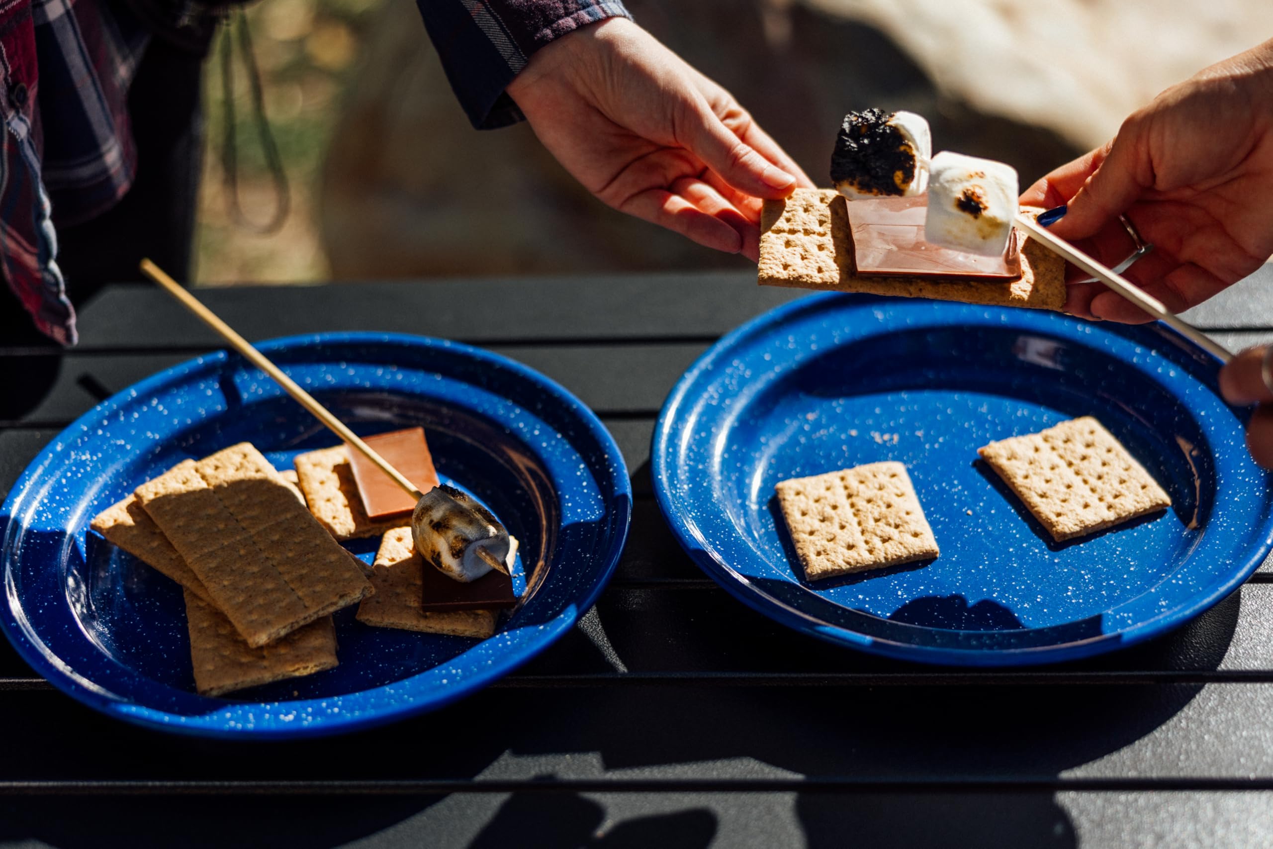 Alpine Mountain Gear durable enamel plate for rugged trail meals.