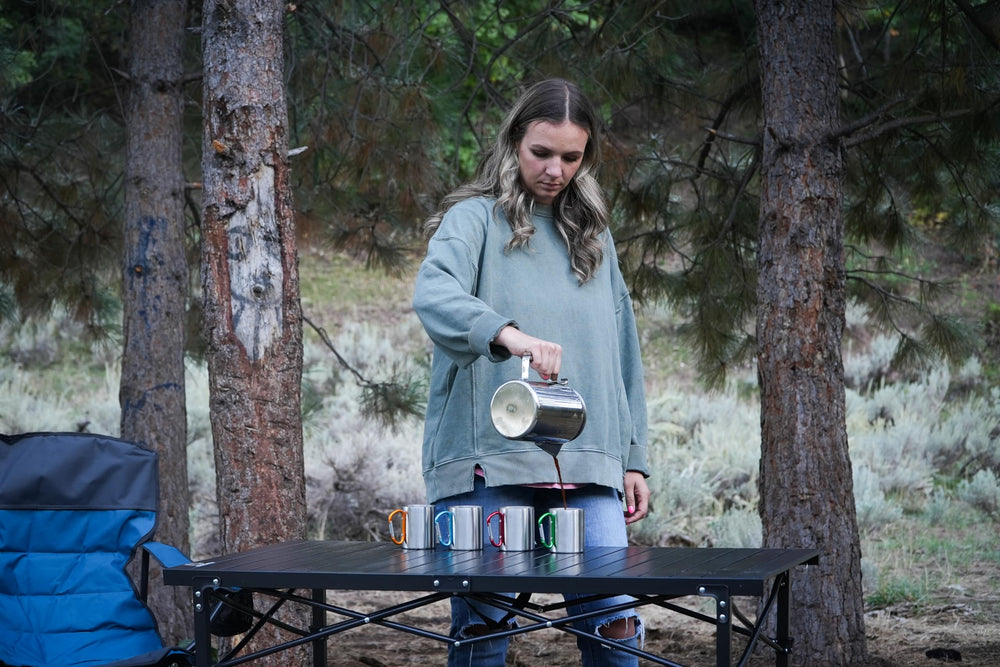 Alpine Mountain Gear durable stainless steel construction for outdoor use.