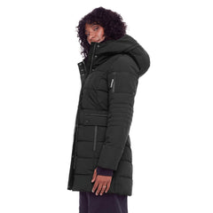 ALPINE NORTH vegan down parka collar and hood detail with hidden zipper
