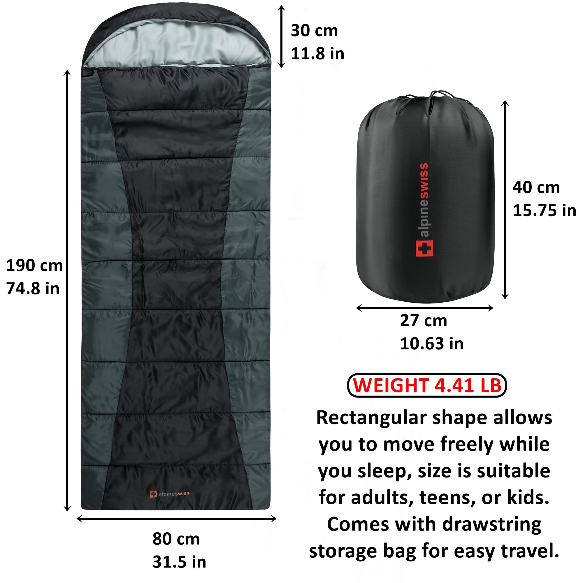 Alpine Swiss sleeping bag laid flat for comforter-style versatility.